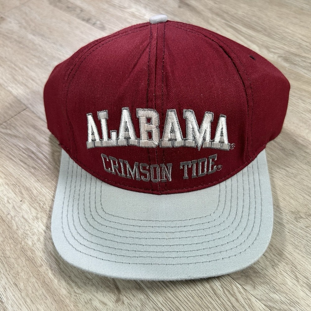 VTG Alabama Crimson Tide Arch Snapback Hat College Red Gray‎ P Cap Made In USA